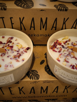 Bougie Bohème – Mèche bois crépitante | Violette Rose | TEKAMAKA