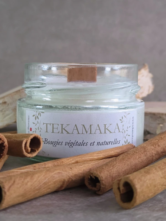 Bougie crépitante bois de santal 90g – La Crépitante Mini Essence de Santal | TEKAMAKA