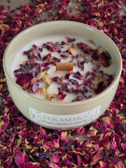 Bougie Bohème – Mèche bois crépitante | Violette Rose | TEKAMAKA