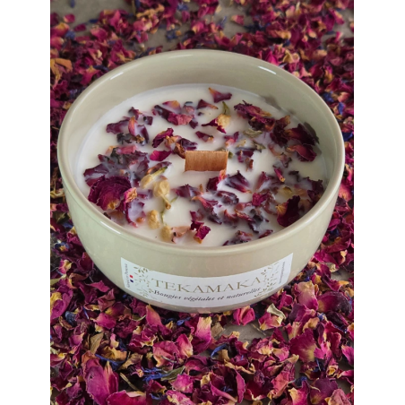 Bougie Bohème – Mèche bois crépitante | Violette Rose | TEKAMAKA
