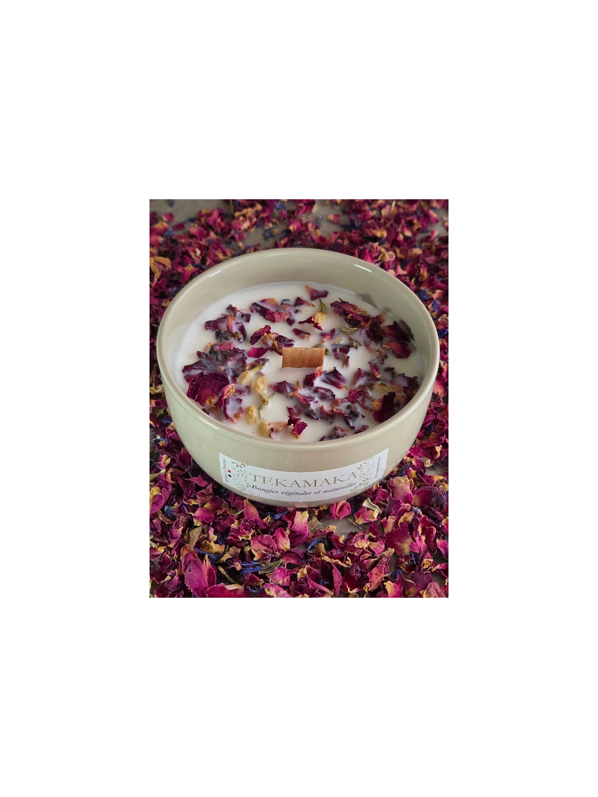 Bougie Bohème – Mèche bois crépitante | Violette Rose | TEKAMAKA