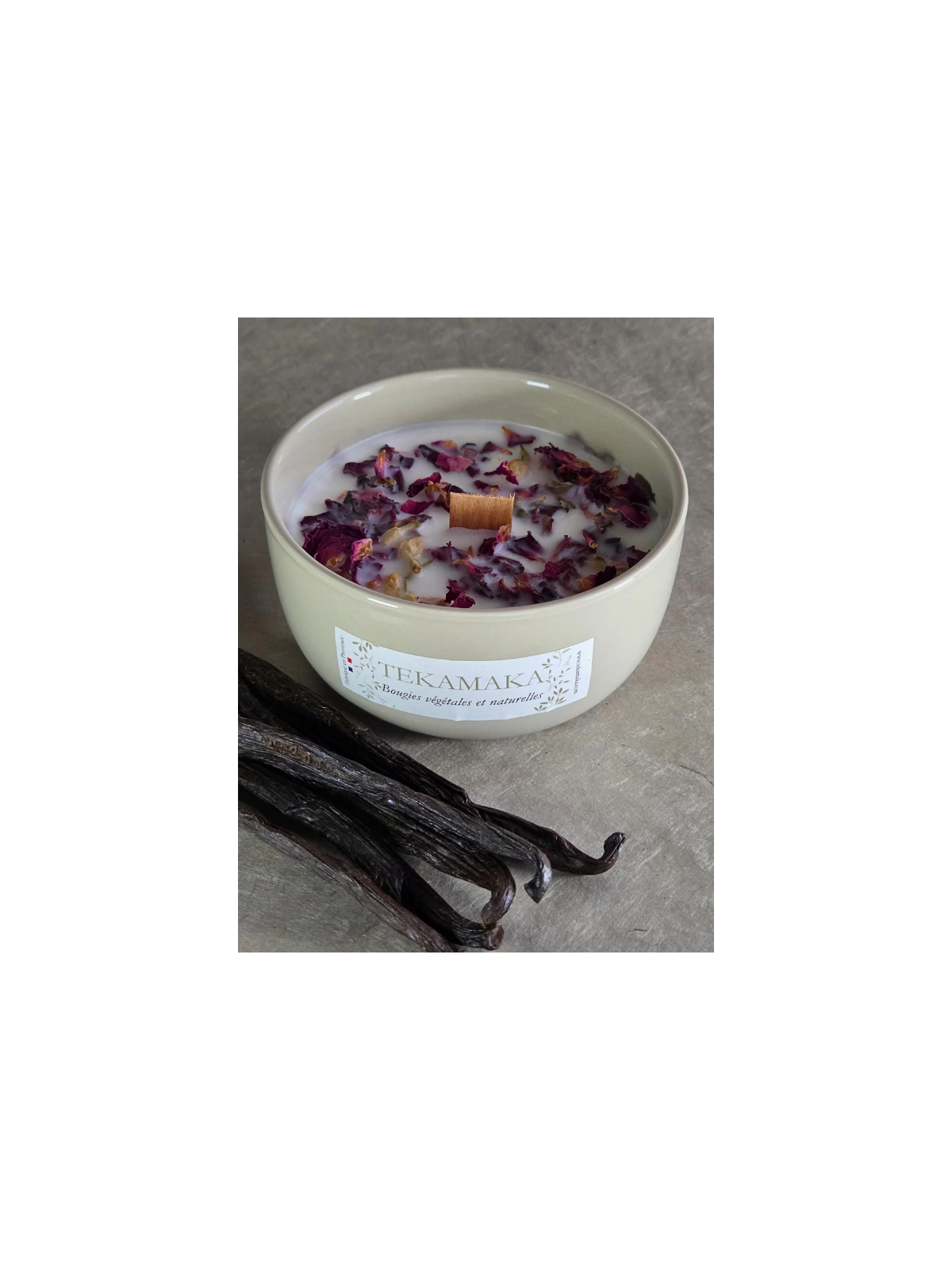 Bougie Bohème 200 g en porcelaine – Mèche bois crépitante | Parfums au choix | TEKAMAKA