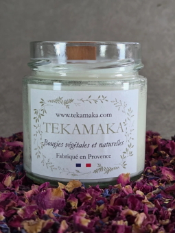 Bougie crépitante Violette & Rose 160 g – Bougie artisanale florale | TEKAMAKA