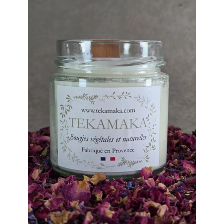 Bougie crépitante Violette & Rose 160 g – Bougie artisanale florale | TEKAMAKA