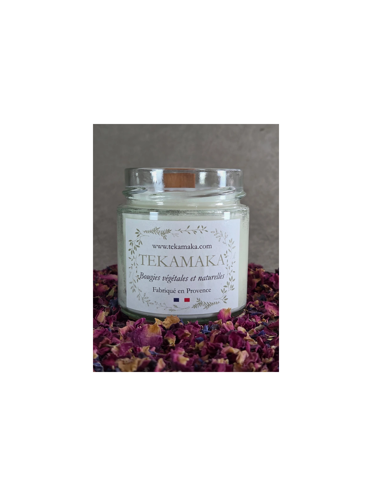 Bougie crépitante Violette & Rose 160 g – Bougie artisanale florale | TEKAMAKA