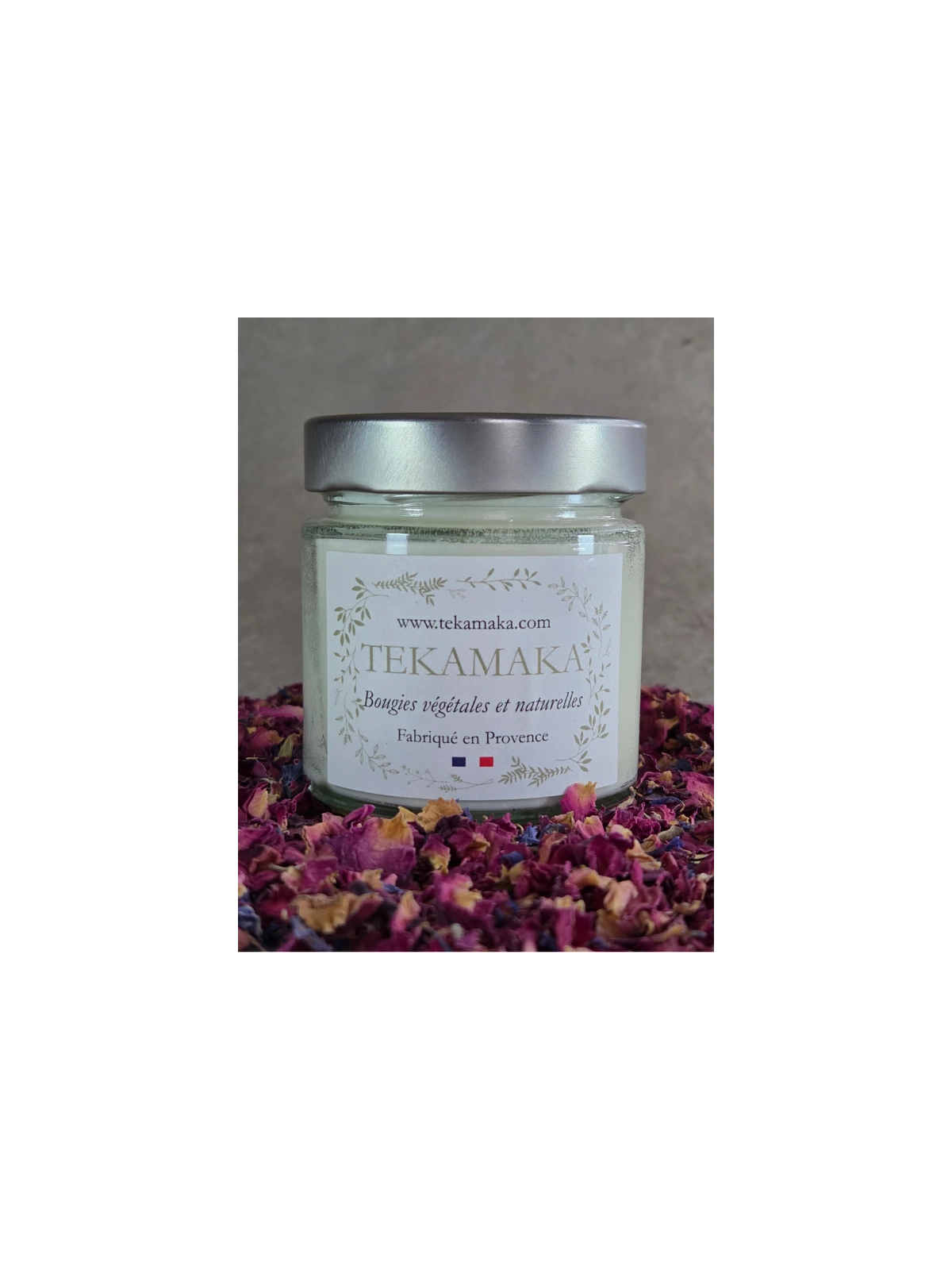 Bougie crépitante Violette & Rose 160 g – Bougie artisanale florale | TEKAMAKA