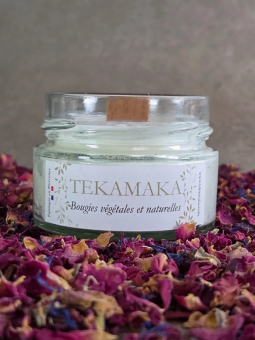 Bougie crépitante Violette & Rose 90 g – Bougie artisanale florale | TEKAMAKA