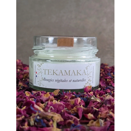 Bougie crépitante Violette & Rose 90 g – Bougie artisanale florale | TEKAMAKA