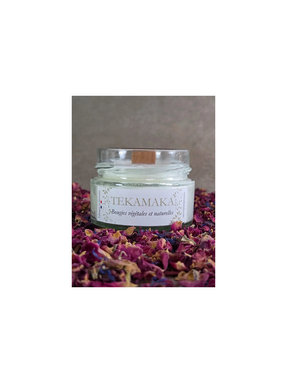 Bougie crépitante Violette & Rose 90 g – Bougie artisanale florale | TEKAMAKA