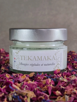 Bougie crépitante Violette & Rose 90 g – Bougie artisanale florale | TEKAMAKA
