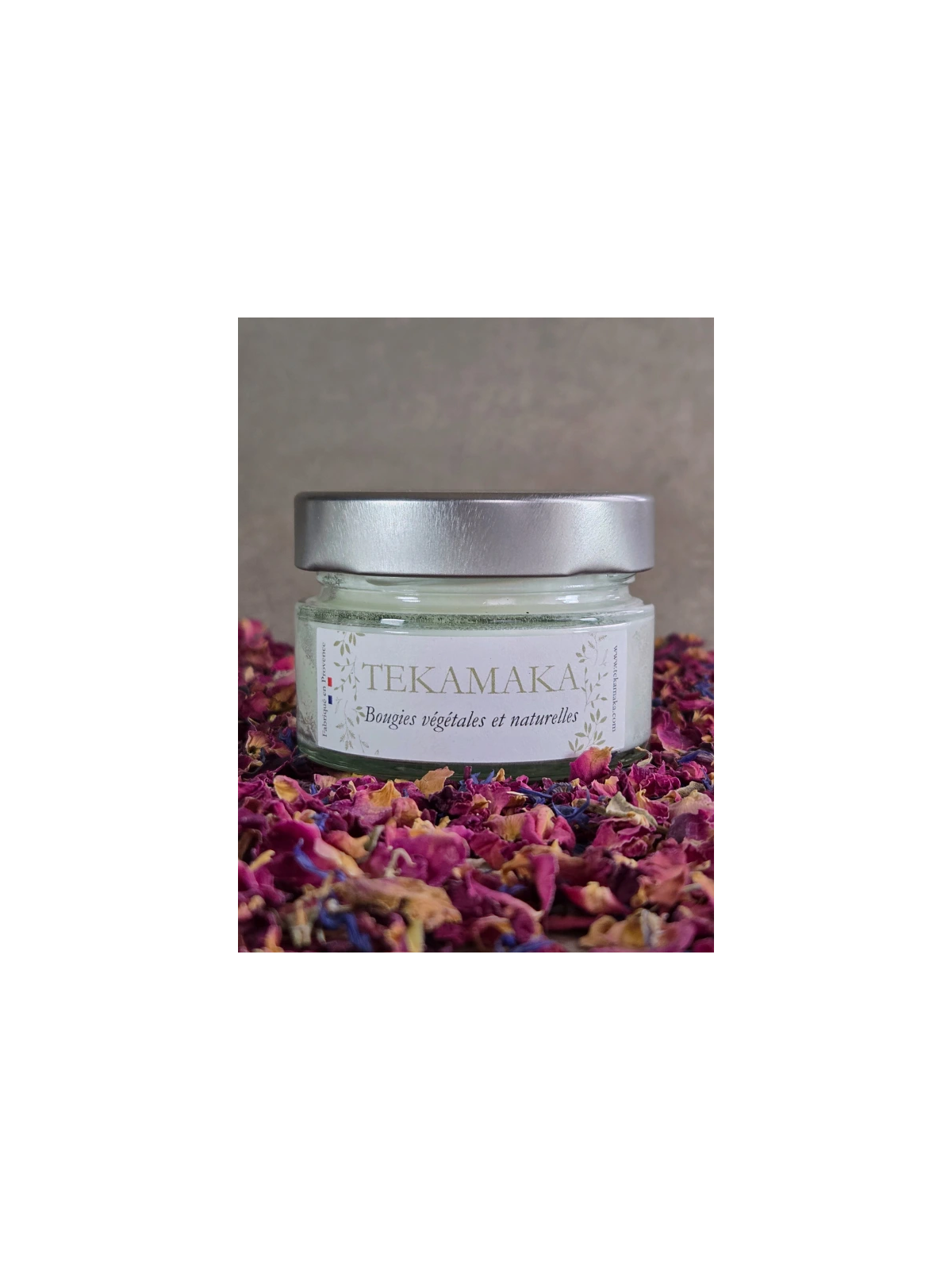 Bougie crépitante Violette & Rose 90 g – Bougie artisanale florale | TEKAMAKA