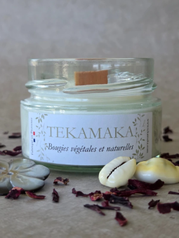 Bougie crépitante Monoï des Îles 90 g – Bougie artisanale parfumée | TEKAMAKA