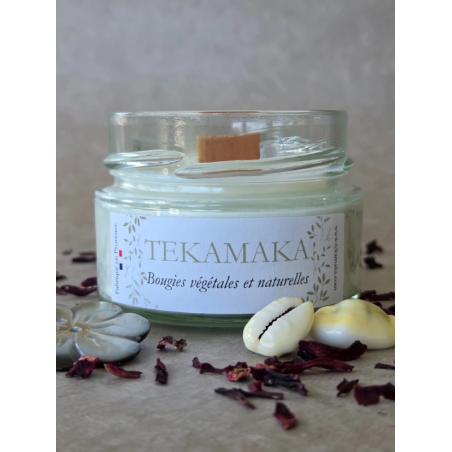 Bougie crépitante Monoï des Îles 90 g – Bougie artisanale parfumée | TEKAMAKA