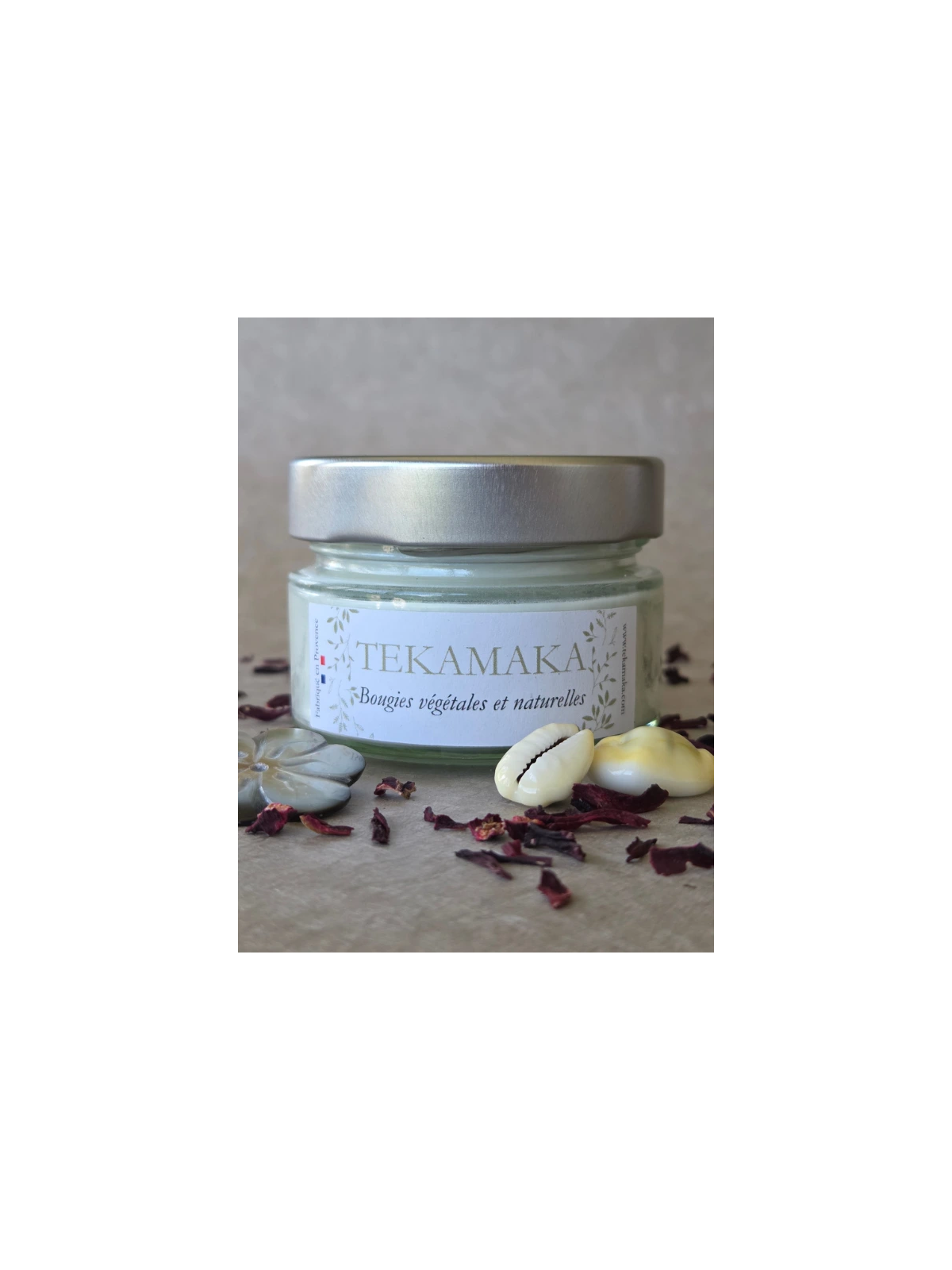 Bougie crépitante Monoï des Îles 90 g – Bougie artisanale parfumée | TEKAMAKA