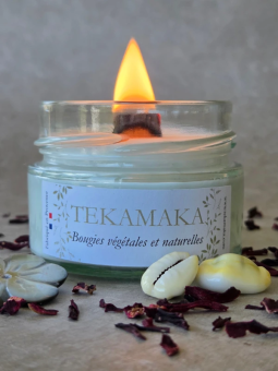 Bougie crépitante Monoï des Îles 90 g – Bougie artisanale parfumée | TEKAMAKA