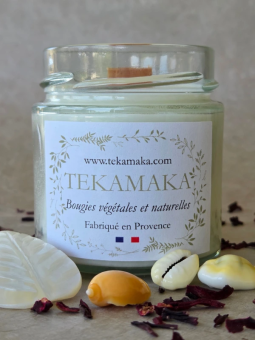 Bougie crépitante Monoï des Îles 160 g – Bougie artisanale parfumée | TEKAMAKA