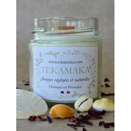 Bougie crépitante Monoï des Îles 160 g – Bougie artisanale parfumée | TEKAMAKA