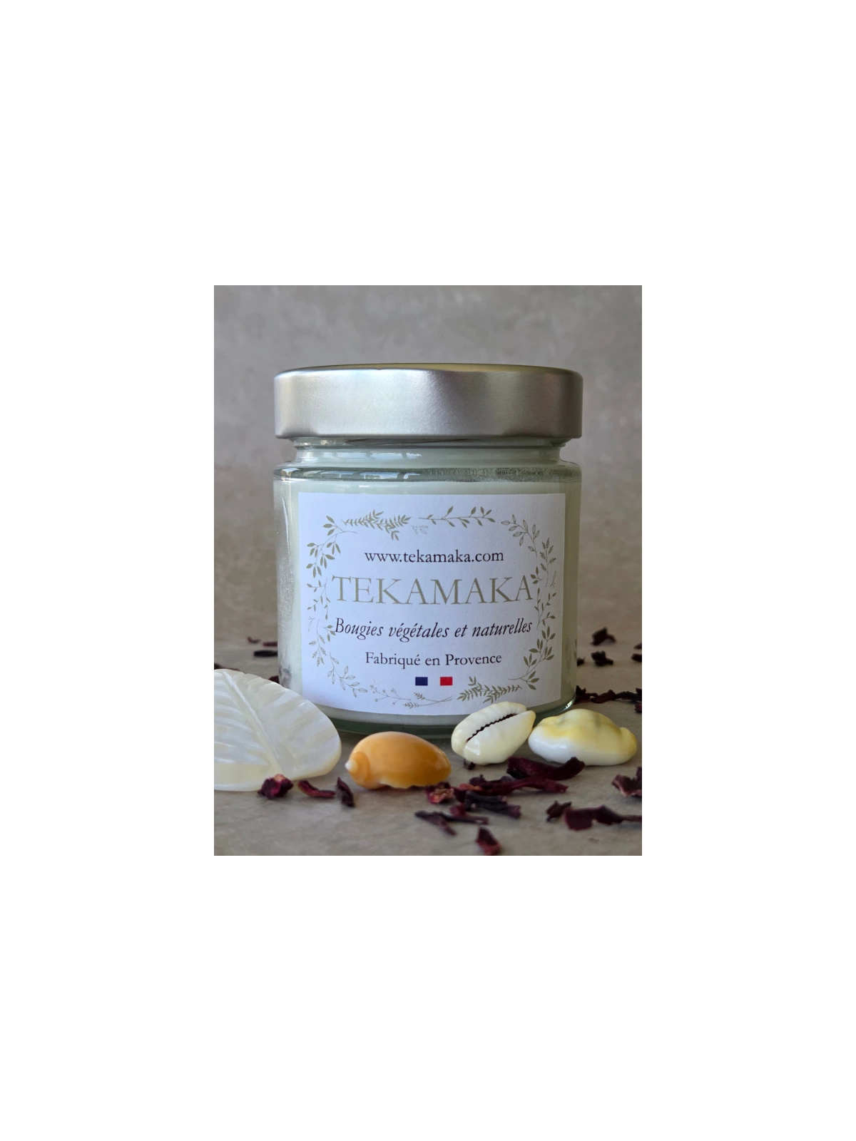 Bougie crépitante Monoï des Îles 160 g – Bougie artisanale parfumée | TEKAMAKA