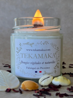 Bougie crépitante Monoï des Îles 160 g – Bougie artisanale parfumée | TEKAMAKA